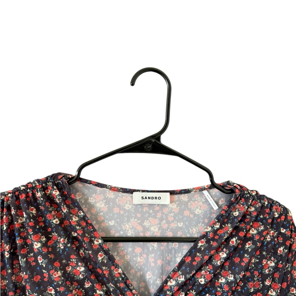 Sandro Bethanie Floral Sheer Long Sleeve Top - Picture 7 of 10